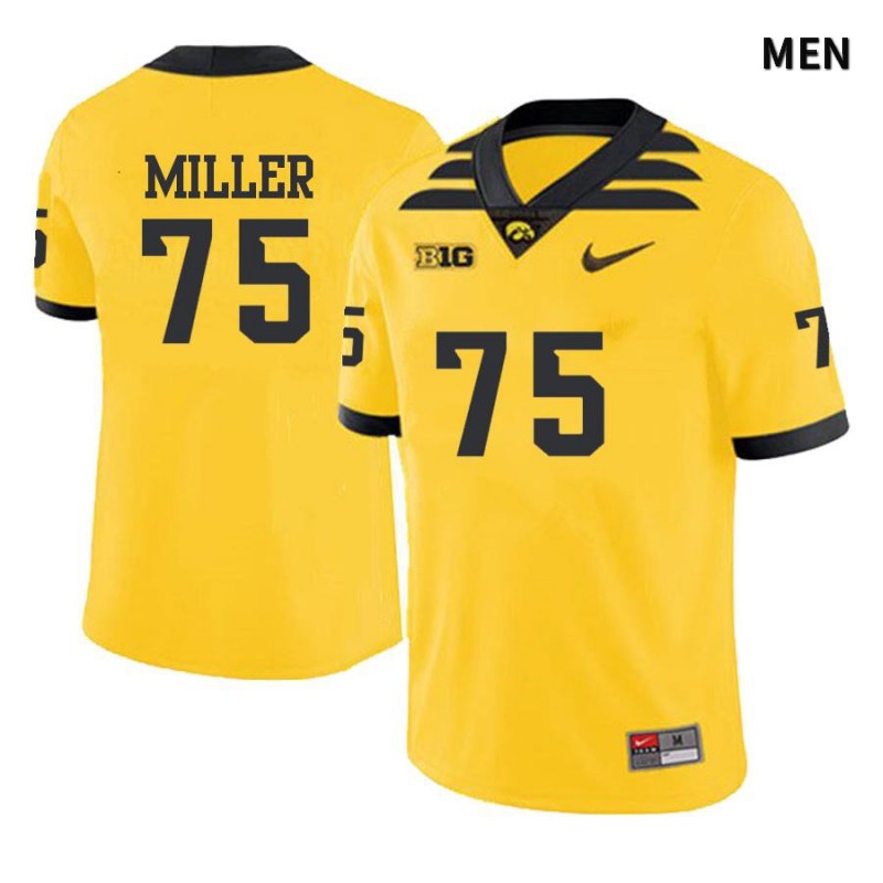 Men's Iowa Hawkeyes NCAA #75 Ezra Miller Yellow Authentic Nike Alumni Stitched College Football Jersey ZW34K25XX
